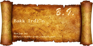 Bakk Irén névjegykártya